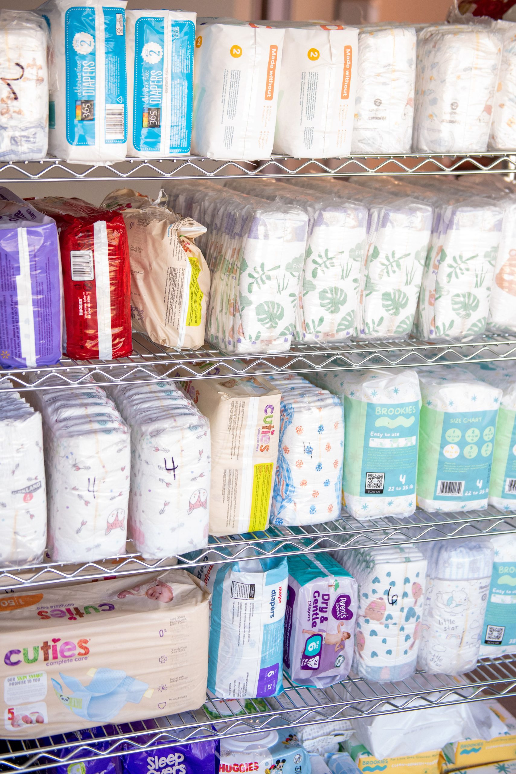 KOB_7553 Diapers at the Batavia Interfaith Food Pantry and Clothes Closet